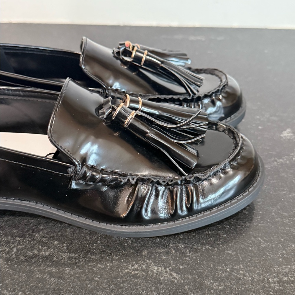 $139 NEW Mango MNG leather Loafers with Tassels in Black Euro 37 US 6.5 - Picture 7 of 11